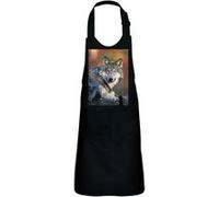 Fabulous Tablier Cuisine Enfant 2 Poches Noir Tete de Loup Vie Animale - Haut de gamme Noir G