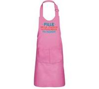 Fabulous Tablier Cuisine Enfant 2 Poches Rose Fille de la Maman la plus belle du Monde - Haut de gamme Rose G