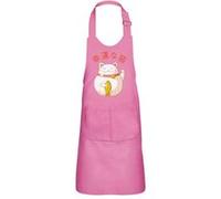 Fabulous Tablier Cuisine Enfant 2 Poches Rose Maneki Neko Chat - Haut de gamme Rose G