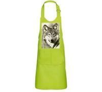 Fabulous Tablier Cuisine Enfant 2 Poches Vert Dessin Tete De Loup Noir Et Blanc - Haut de gamme Vert G