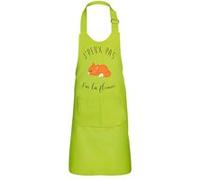 Fabulous Tablier Cuisine Enfant 2 Poches Vert J'Peux Pas J'Ai La Flemme Renard Roux - Haut de gamme Vert G