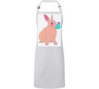 Fabulous Tablier Cuisine Premium Blanc Lapin Rose et Petit Oiseau Violet Bulles Blanc G