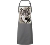 Fabulous Tablier Cuisine Premium Gris Dessin Tete De Loup Noir Et Blanc Gris G