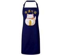 Fabulous Tablier Cuisine Premium Navy Maneki Neko Chat Navy G