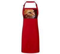 Fabulous Tablier Cuisine Premium Rouge Joli Chat Roux Europeen Fixe du Regard Rouge G