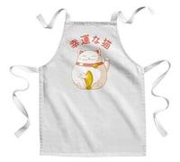 Fabulous Tablier Enfant Cuisine Maneki Neko Chat - Qualité Premium 100% Coton Blanc G
