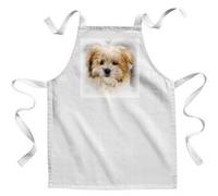 Fabulous Tablier Enfant Cuisine Peinture Caniche Beige Petit Chien - Qualité Premium 100% Coton Blanc G