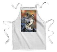 Fabulous Tablier Enfant Cuisine Tete de Loup Vie Animale - Qualité Premium 100% Coton Blanc G