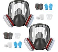 Faburo Masque respiratoire peinture | Masque complet réutilisable *2 | Masque pour protection contre la poussière, le gaz, la peinture, le bricolage et les outils, avec lunettes et filtres à