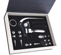 Faburo Tire Bouchon, 9 Pcs Ensemble-cadeau d'accessoires pour le vin avec coffret, Ouvre Bouteille de vin, verseur pour le vin, bouchon de vin, cadeau fête des pères