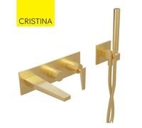 Facade bain douche mitigeur encastré 2 sorties Or Brossé FRACTAL - CRISTINA ONDYNA FT10296P