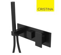 Façade bain douche mitigeur mural encastré Chromé Noir Brossé Tabula - CRISTINA ONDYNA TA60275