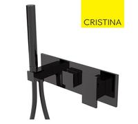 Façade bain douche mitigeur mural encastré Chromé Noir Tabula - CRISTINA ONDYNA TA60272