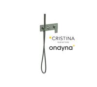 Façade douche/bain douche 2 sorties chrome noir brosse - CRISTINA ONDYNA BA60275
