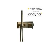 Façade externe triverde douche murale 2sorties chrome noir brosse - CRISTINA ONDYNA TV60275