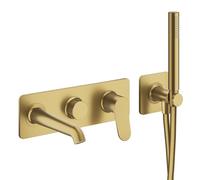Façade mitigeur encastrée bain douche 2 sorties Or Brossé - CRISTINA ONDYNA BT10296P