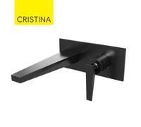 Façade mitigeur lavabo encastré saillie 20 cm Chromé Noir Brossé Fractal - CRISTINA ONDYNA FT25875