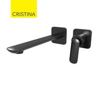 Façade mitigeur lavabo large encastré 2 trous Chromé Noir Brossé Foil - CRISTINA ONDYNA FL25975