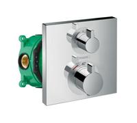 Façade mitigeur thermostatique encastré HANSGROHE Ecostat Square avec robinet d'arrêt et inverseur chromé + corps encastré