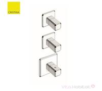 Façade mitigeur thermostatique encastré pour douche ITALY Chromé + Plaque laiton - CRISTINA ONDYNA IT77251