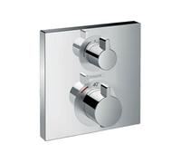 Facade pour mitigeur thermostatique encastré Ecostat Square avec robinet d'arrêt chromé