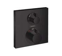 Façade pour mitigeur thermostatique encastré Ecostat Square avec robinet d'arrêt et inverseur noir mat