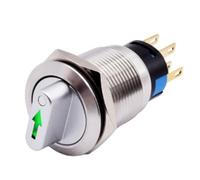 FACAIIO Bouton poussoir rotatif 3 positions 19 mm 2NO2NC 3-6 V momentané | Acier inoxydable 304 avec indicateur LED IP66 étanche pour utilisation industrielle CNC Argenté