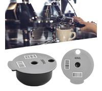 FACAIIO Capsule de café réutilisable avec couvercles en silicone 60 ml 180 ml Compatible avec les machines Tassimo Comprend cuillère et brosse Noir