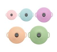 FACAIIO Couvercle de casserole en silicone, réutilisable, extensible, passe au four à micro-ondes, anti-éclaboussures, rose
