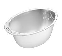 FACAIIO Grande passoire de cuisine en acier inoxydable 304 - Multifonction - Évacuation des fruits et légumes - Trous à débit rapide - Argenté - 26,3 cm