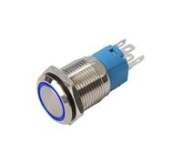 FACAIIO Interrupteur à bouton-poussoir momentané en acier inoxydable 16 mm | Avec anneau lumineux LED 3-6 V DC 4 A tête plate résistant au vandalisme pour les projets électroniques de panneau de