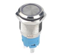 FACAIIO Interrupteur à bouton-poussoir momentané en acier inoxydable 16 mm | Bouton en métal résistant avec anneau lumineux LED, interrupteur étanche 3-6 V CC pour panneaux de commande et électronique,