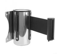 FACAIIO Poteau de barrière mural rétractable en acier inoxydable pour systèmes de file d'attente de sécurité - Séparateur de contrôle de foule avec ceinture (noir, 3 m)