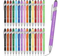 Faccito Set de 30 Stylos à Bille Inspirants Stylo à Bille de Motivation avec Pointe Stylet Stylo Rétractable à Écran Tactile Stylos à Encre Noire en Métal avec Message d'Encouragement (Encourageant)