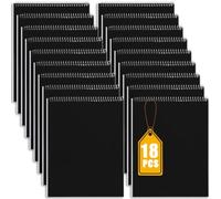 Faccito Top Steno Lot de 18 cahiers à spirales en vrac 27,9 x 21,6 cm Reliure supérieure 100 feuilles de papier ligné pour bureau, rentrée scolaire (noir)