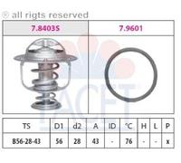 FACET 7.8403 Thermostat d'eau avec joint d'étanchéite 76°C Compatible avec FIAT Fullback Pick-up 502, 503, MITSUBISHI PAJERO IV V8W, V9W