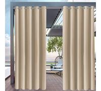 FaceYee Rideau imperméable d'extérieur pour jardin, terrasse, porche, fil anti-rayures, 180 x 213 cm, couleur : beige