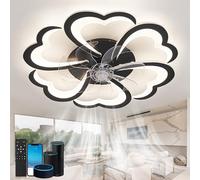 Fachae Ventilateur de Plafond Compatible avec Alexa,Dimmable,6 Vitesses | Ventilo Plafond avec Lumière Fonctionne Réversible,Convient pour La Chambre À Coucher,Noir,App + Assistant Vocal