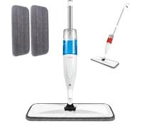 FACILITYS Balai serpillière pulvérisateur réservoir 300 ML et 2 Mops | Balai serpillière avec pulvérisateur intégré, réservoir 300 ml et 2 mops microfibre lavables, manche inox 120 cm