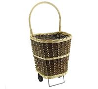 FACILITYS - Chariot à Bûches en Osier, 55 L - Chariot de Transport Bois de Chauffage, 25 kg Max, 46 x 43 x 92 cm - Chariot Range Bûches Intérieur, pour Cheminée - Chariot à Roulettes