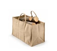 FACILITYS - Sac à Bûches, en Toile de Jute - Sac de Transport pour Bois de Chauffage, 64,5 x 30 x 39,5 cm - Sac a Buches de Bois, Pliable, Résistant à l'Eau, pour Cheminée, Poêles à Granulés