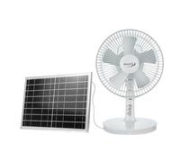 FACILITYS Ventilateur Solaire et Electrique 15W 9V, Ventilateur 2 en 1 Silencieux 27 cm, Batterie rechargeable, Autonomie 5 à 7h, Port DC, USB intégrés