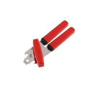 Fackelmann 09141 Ouvre boite, ouvre boite de conserve, ouvre bouteille 3 en 1, accessoires pour gaucher, Acier inoxydable, Plastique, 17 cm, Rouge/Argent