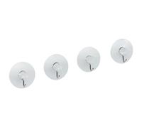 Fackelmann 16118 Lot de 4 crochets muraux ventouses, crochet ventouse, crochet mural, crochet pour torchon de cuisine, Acier inoxydable, Plastique, Transparent, 4 cm