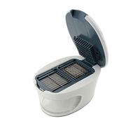 Fackelmann 27904 Hachoir à ail en Acier Inoxydable et Plastique, Blanc/Bleu-Gris