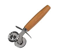 Fackelmann 31116 Roulette coupe pate, Roulette à pâtisserie et cuisine, decoupe pate, coupe pate double embout, ustensile patisserie, coupe ravioli, Acier inoxydable, Bois, 16 x 6,5 x 2 cm