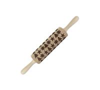 Fackelmann 3154450 Rouleau à pâtisserie en bois à empreintes, Rouleau à pâtisserie à motifs, Sapin, Etoile, Flocon de neige, Bois, 39x6cm