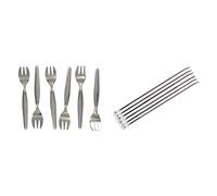 Fackelmann 32133 6 Fourchettes à Huîtres, Acier Inoxydable,17 x 8 x 2 cm & 43776 Lot de 6 fourchettes à crustacés, 6 fourchettes à crustacés, curettes pour fruits de mer, Argenté, 18,5 cm