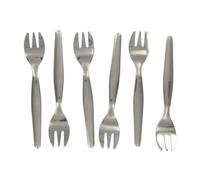 Fackelmann 32133 Lot de 6 fourchettes à huîtres, fourchette dessert, fourchettes pour huîtres, Acier inoxydable, Argenté, 12,5 cm