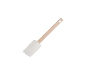 Fackelmann 32950 Maryse, spatule à pâtisserie, Bois, Brun, 25 cm, Blanc | Racle sans abîmer, Caoutchouc souple, Manche bois, 25 cm de prise en main, Pour pâtes et crèmes